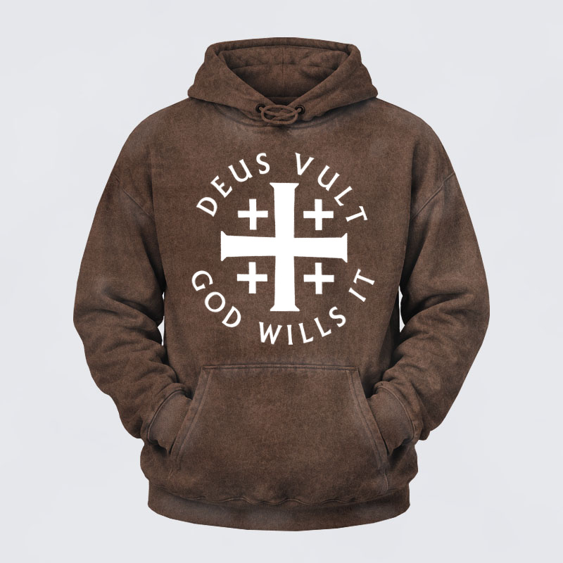 Washed Hoodies- Deus Vult: God Wills It
