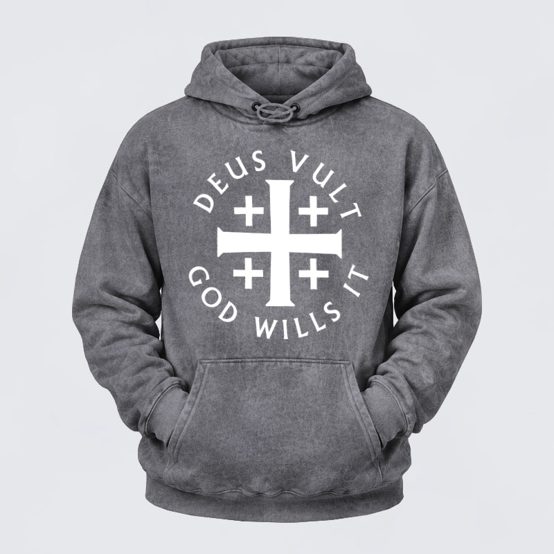 Washed Hoodies- Deus Vult: God Wills It