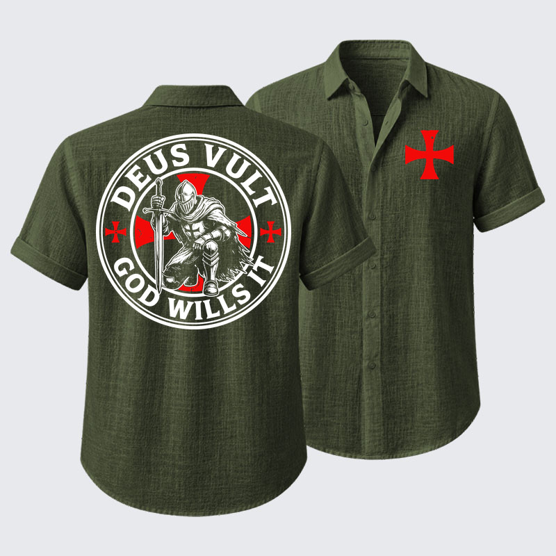 Knights Templar Deus Vult Short Sleeve Shirt