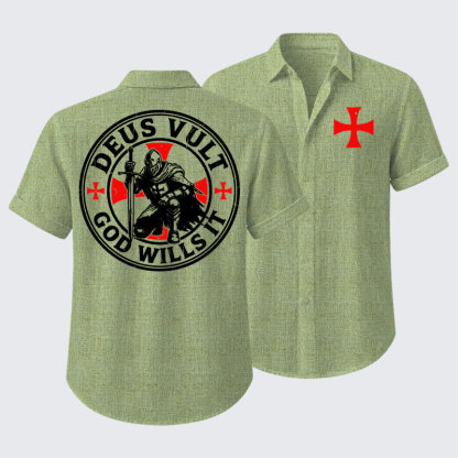Knights Templar Deus Vult Short Sleeve Shirt