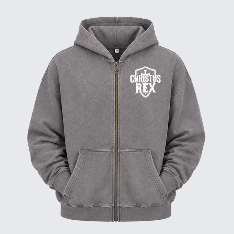 Washed Zip-Up Hoodie - Ave Christus Rex