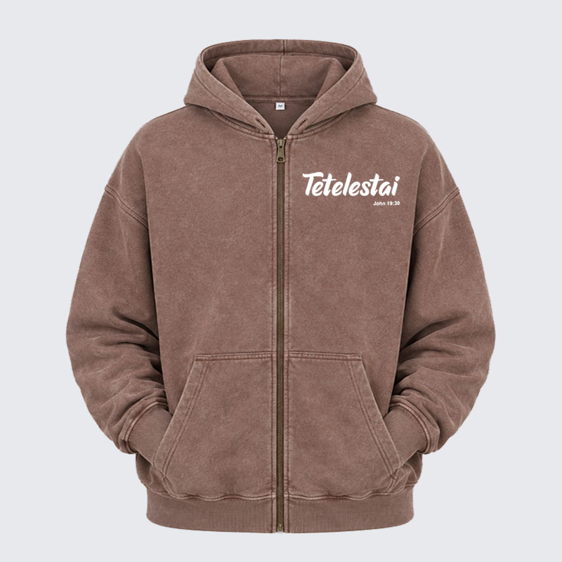 Washed Zip-Up Hoodie -Tetelestai John 19 : 30