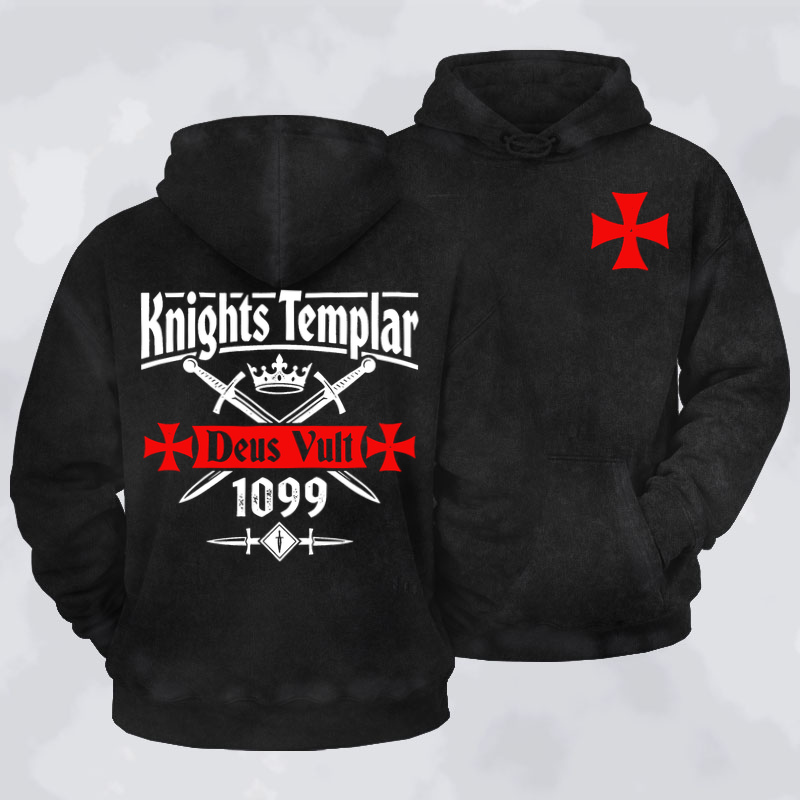 Deus VultWashed Hoodie- Knights Templar Deus Vult