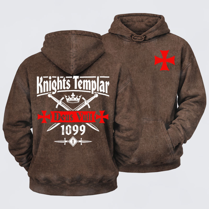 Deus VultWashed Hoodie- Knights Templar Deus Vult