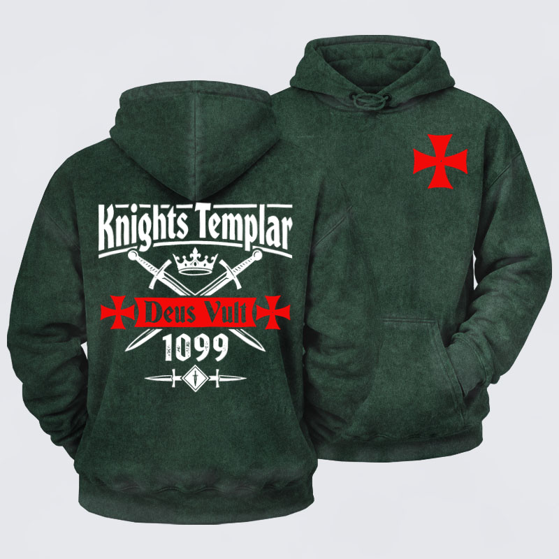 Deus VultWashed Hoodie- Knights Templar Deus Vult