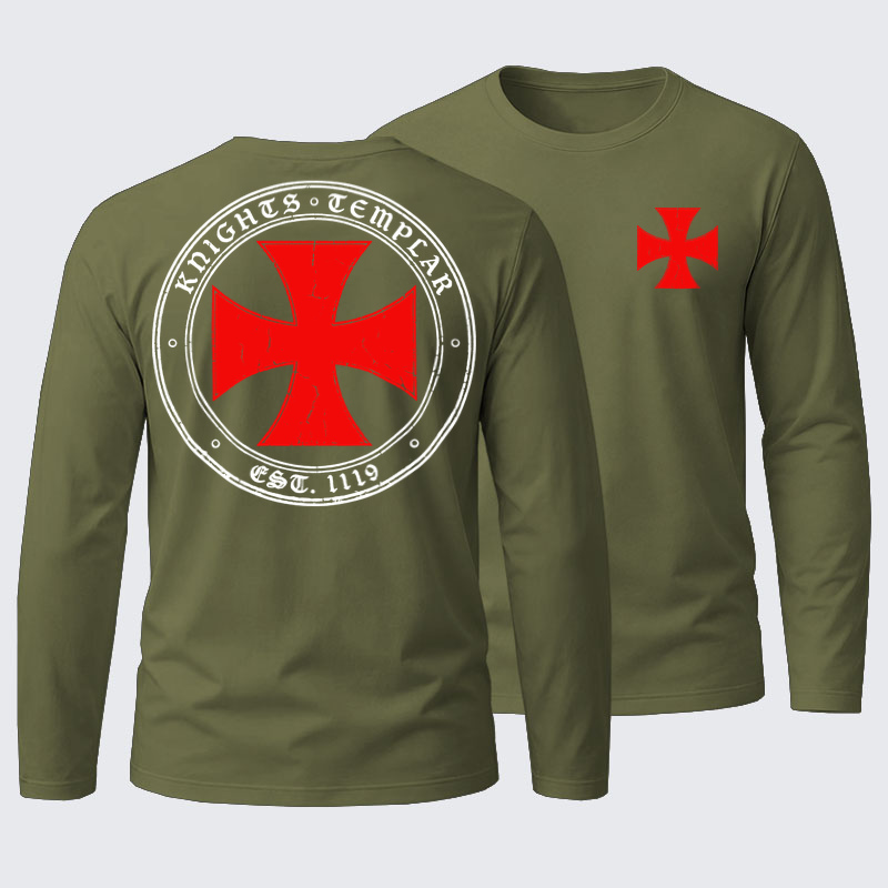 Long-sleeved T-Shirts-Knights Templar Cross