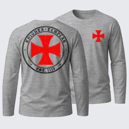 Long-sleeved T-Shirts-Knights Templar Cross