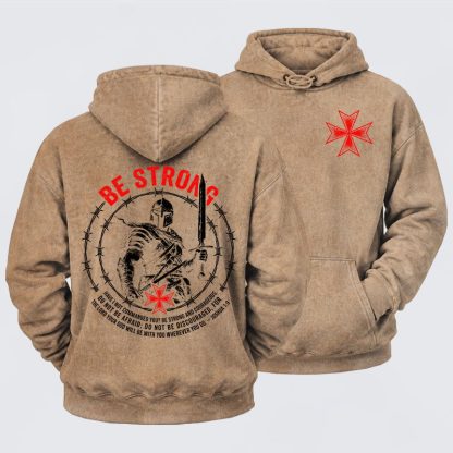 Washed Hoodie - Be Strong And Courageous Joshua 1:9