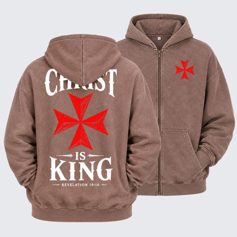 Washed Zip-Up Hoodie - Christ Is King