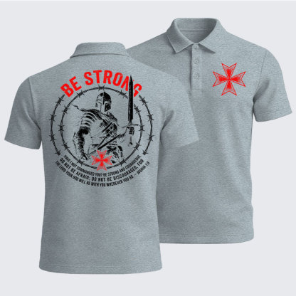 Men’s Premium Cotton Polo Shirt -  Be Strong And Courageous Joshua 1:9