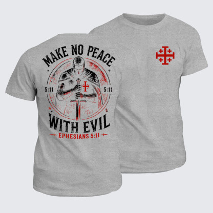 Classic Cotton Tee - Make No Peace with Evil Knight Templar Jerusalem Cross