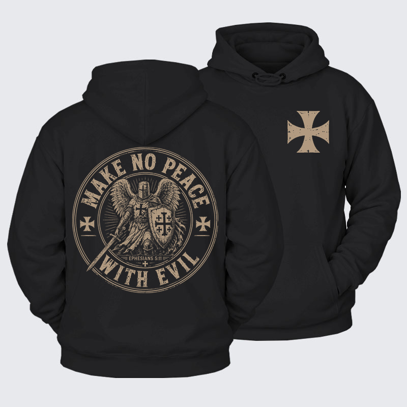 Plush Fleece-Lined Hoodie - Make No Peace With Evil