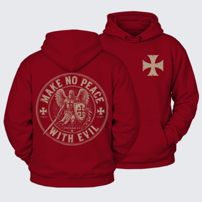 Plush Fleece-Lined Hoodie - Make No Peace With Evil