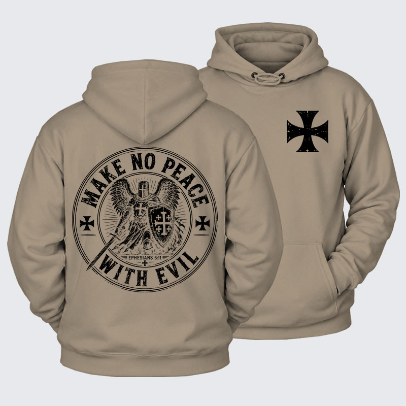 Plush Fleece-Lined Hoodie - Make No Peace With Evil
