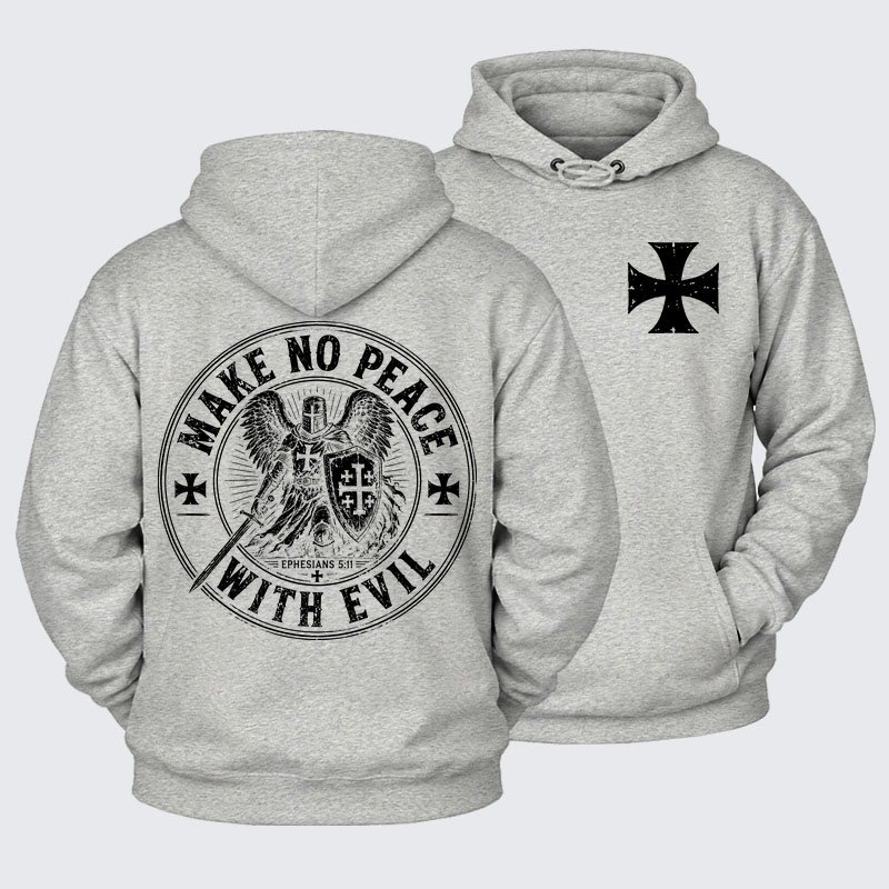 Plush Fleece-Lined Hoodie - Make No Peace With Evil