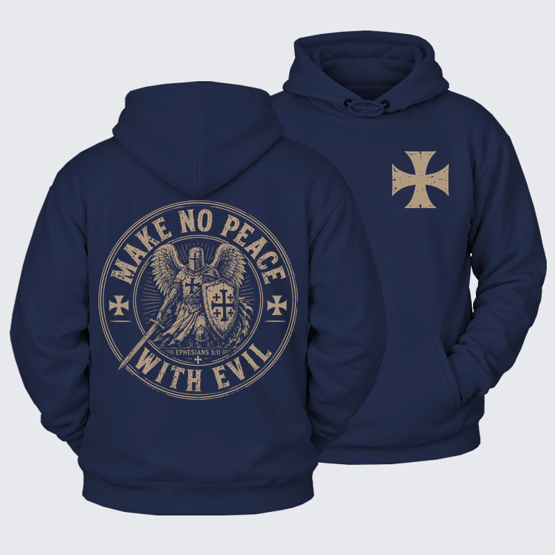 Plush Fleece-Lined Hoodie - Make No Peace With Evil