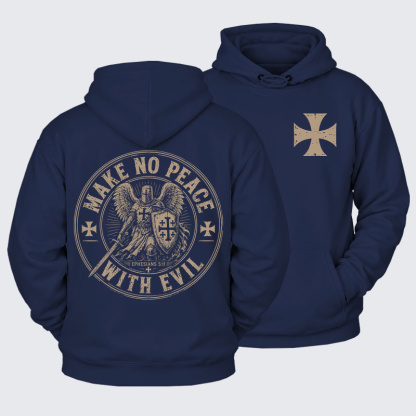 Plush Fleece-Lined Hoodie - Make No Peace With Evil