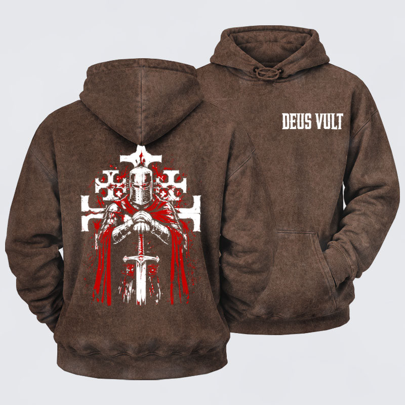 Washed Hoodies-  Deus Vult: God Wills It