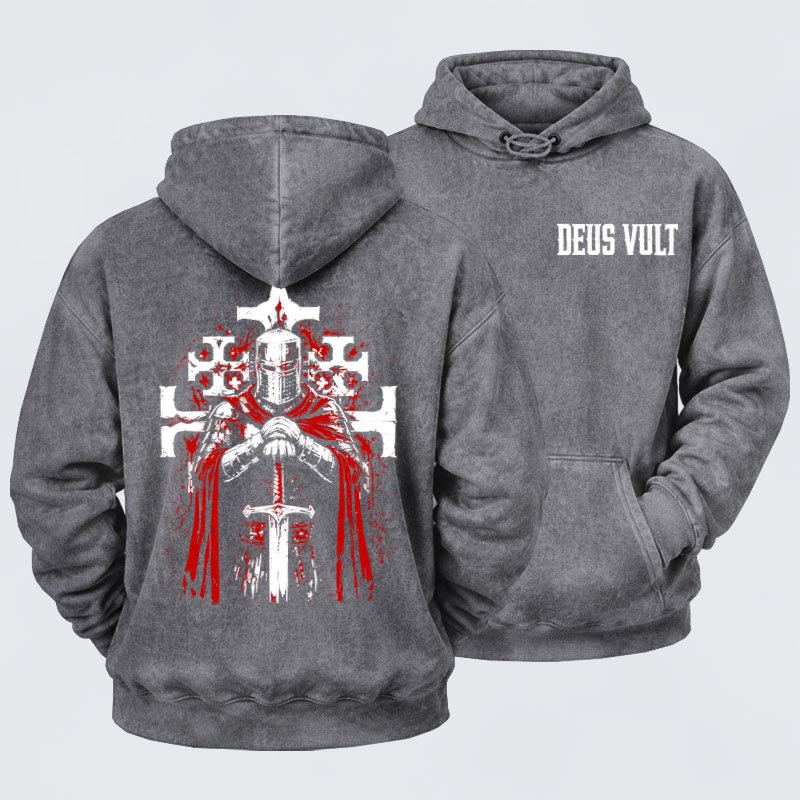 Washed Hoodies-  Deus Vult: God Wills It