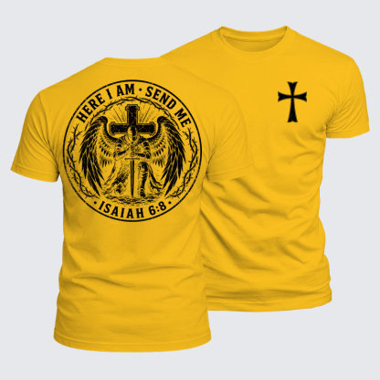 Luxe Mercerized Cotton Tee - Here I Am Send Me Isaiah 6:8 Knight Templar Crusader