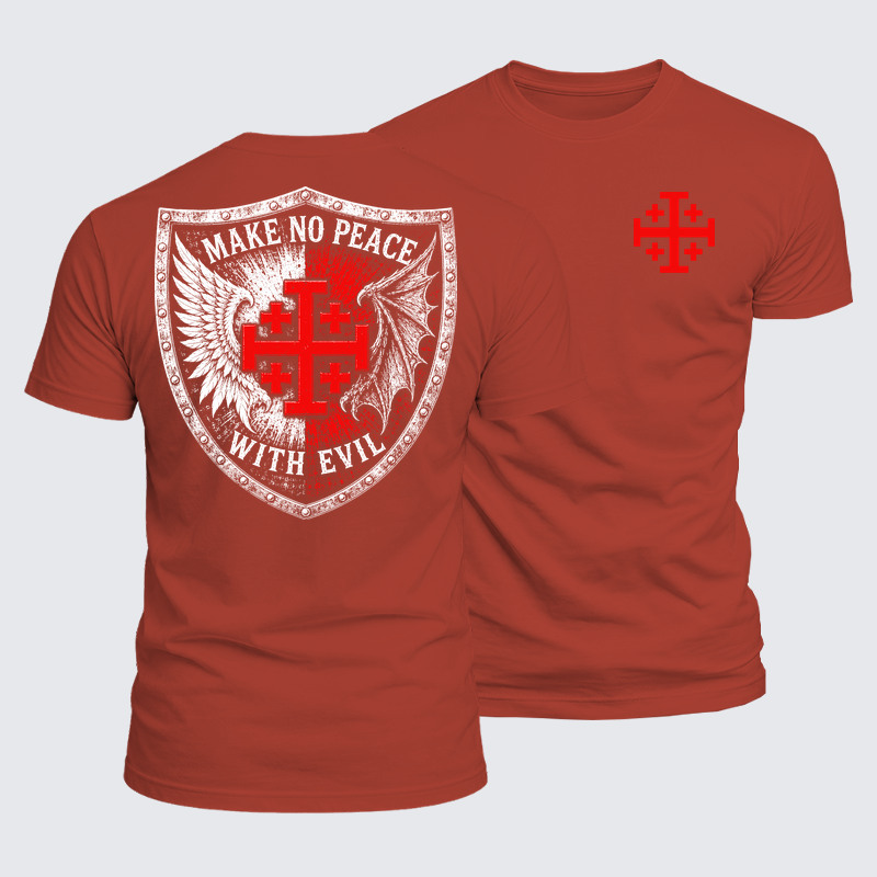 Luxe Mercerized Cotton Tee - Make No Peace with Evil Jerusalem Cross