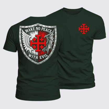 Luxe Mercerized Cotton Tee - Make No Peace with Evil Jerusalem Cross