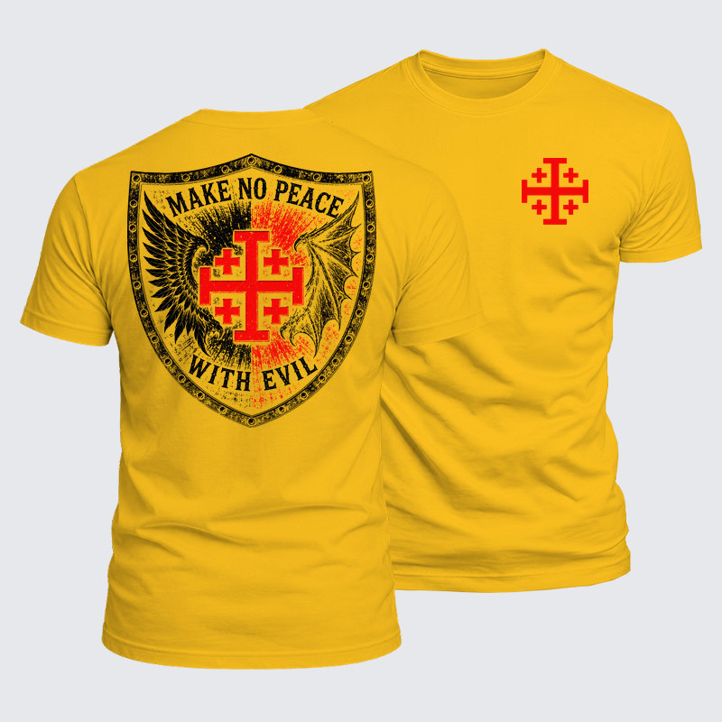 Luxe Mercerized Cotton Tee - Make No Peace with Evil Jerusalem Cross