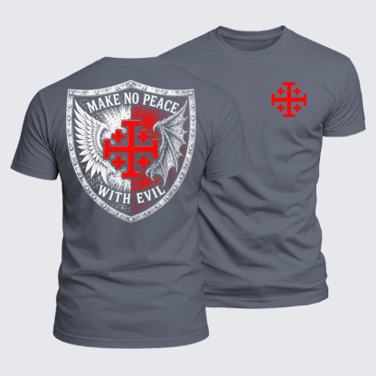 Luxe Mercerized Cotton Tee - Make No Peace with Evil Jerusalem Cross