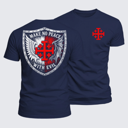 Luxe Mercerized Cotton Tee - Make No Peace with Evil Jerusalem Cross