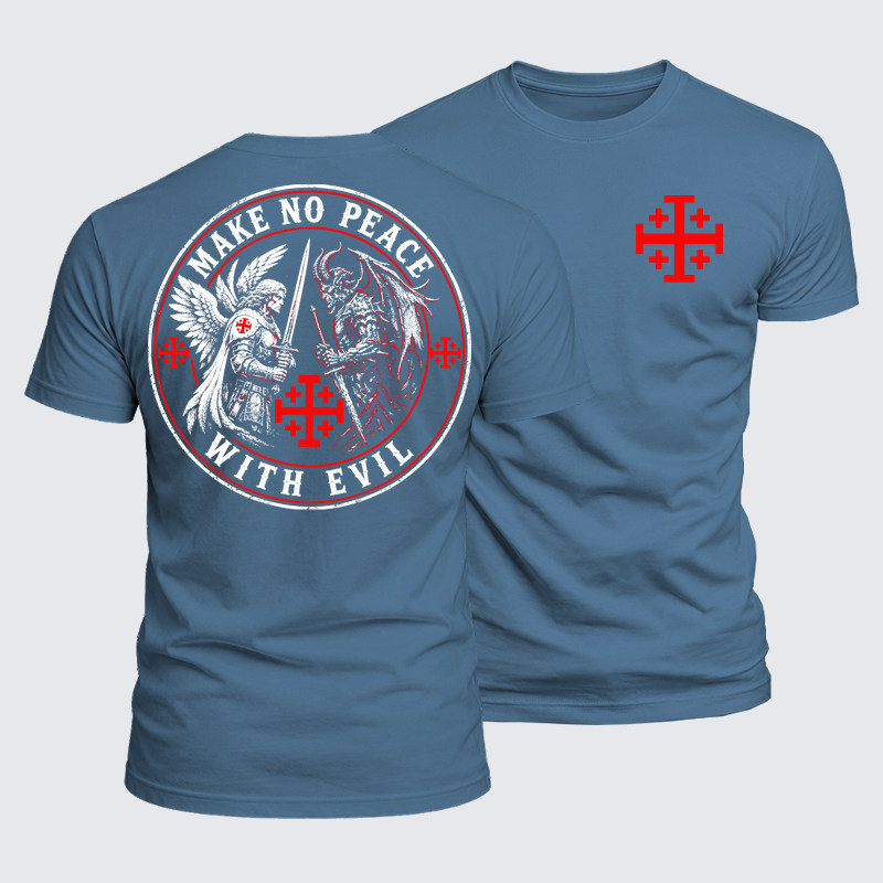 Luxe Mercerized Cotton Tee - Make No Peace with Evil  Jerusalem Cross