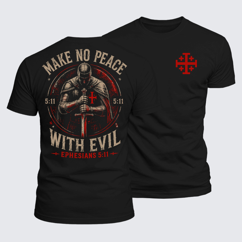 Luxe Mercerized Cotton Tee - Make No Peace with Evil Jerusalem Cross