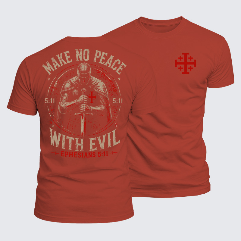 Luxe Mercerized Cotton Tee - Make No Peace with Evil Jerusalem Cross