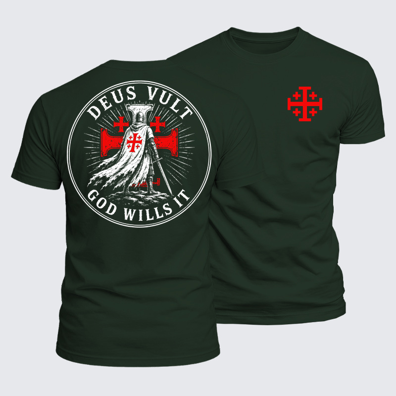 Luxe Mercerized Cotton Tee - Knights Templar Deus Vult