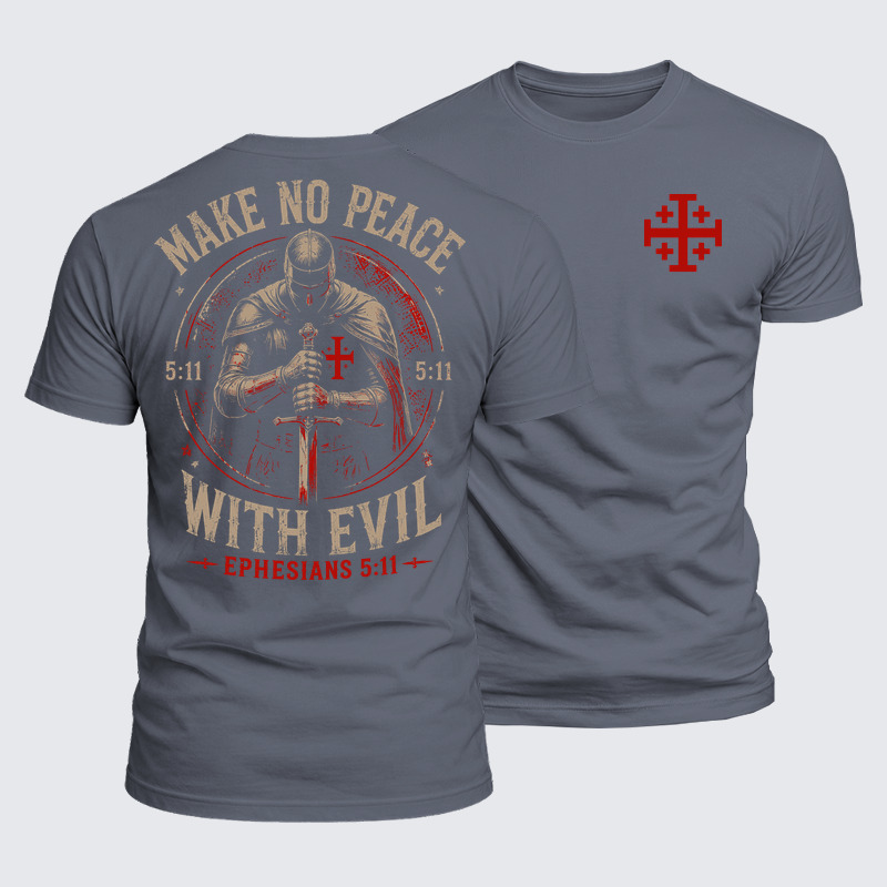 Luxe Mercerized Cotton Tee - Make No Peace with Evil Jerusalem Cross