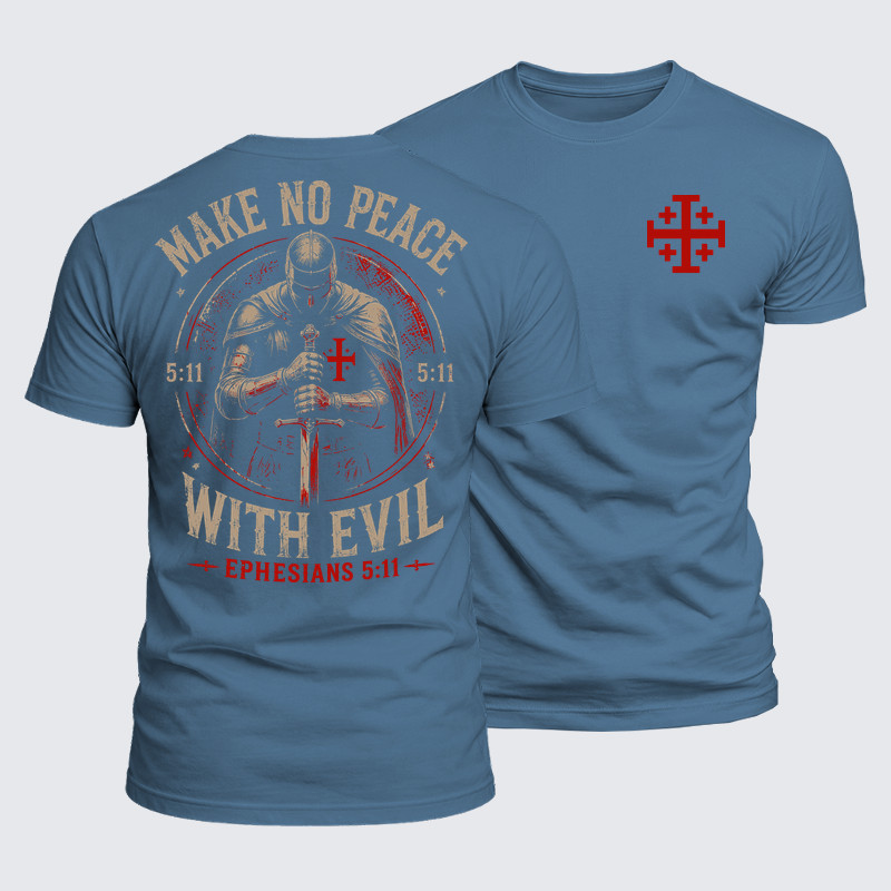 Luxe Mercerized Cotton Tee - Make No Peace with Evil Jerusalem Cross