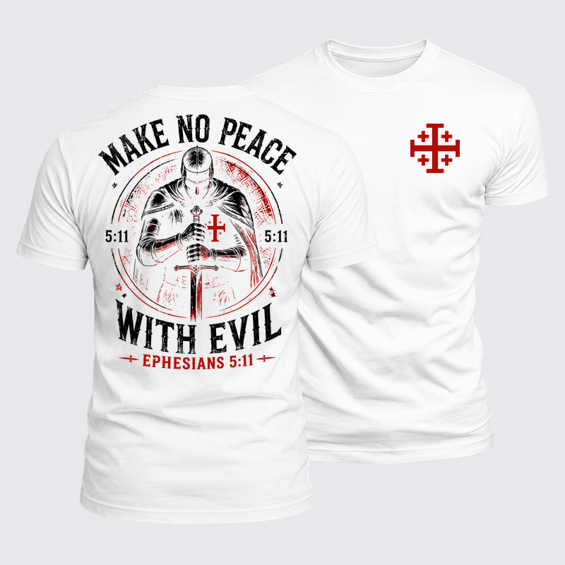 Luxe Mercerized Cotton Tee - Make No Peace with Evil Jerusalem Cross