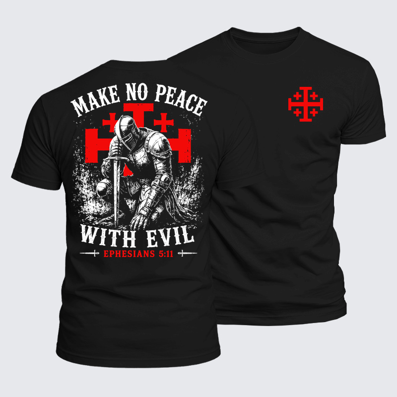 Luxe Mercerized Cotton Tee - Make No Peace with Evil Knight Templar Jerusalem Cross