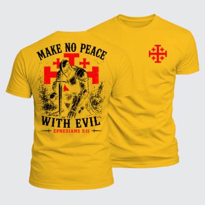 Luxe Mercerized Cotton Tee - Make No Peace with Evil Knight Templar Jerusalem Cross