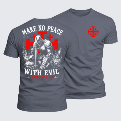 Luxe Mercerized Cotton Tee - Make No Peace with Evil Knight Templar Jerusalem Cross