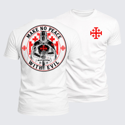Luxe Mercerized Cotton Tee - Make No Peace with Evil Knight Templar Jerusalem Cross