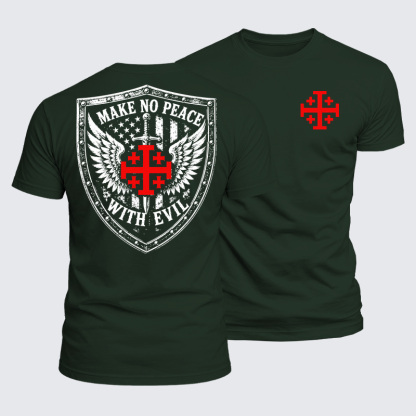 Luxe Mercerized Cotton Tee - Make No Peace with Evil Jerusalem Cross