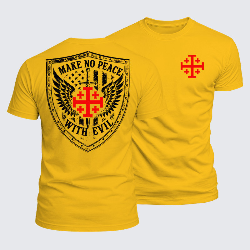 Luxe Mercerized Cotton Tee - Make No Peace with Evil Jerusalem Cross