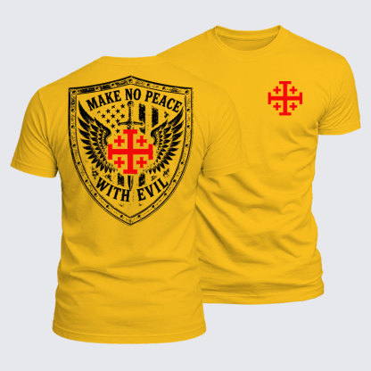 Luxe Mercerized Cotton Tee - Make No Peace with Evil Jerusalem Cross