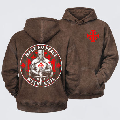 Washed Hoodie -  Make No Peace with Evil Knight Templar Jerusalem Cross