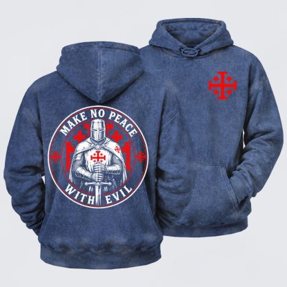 Washed Hoodie -  Make No Peace with Evil Knight Templar Jerusalem Cross