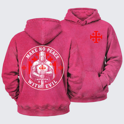 Washed Hoodie -  Make No Peace with Evil Knight Templar Jerusalem Cross