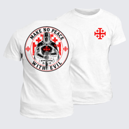 Classic Cotton Tee - Make No Peace with Evil Knight Templar Jerusalem Cross