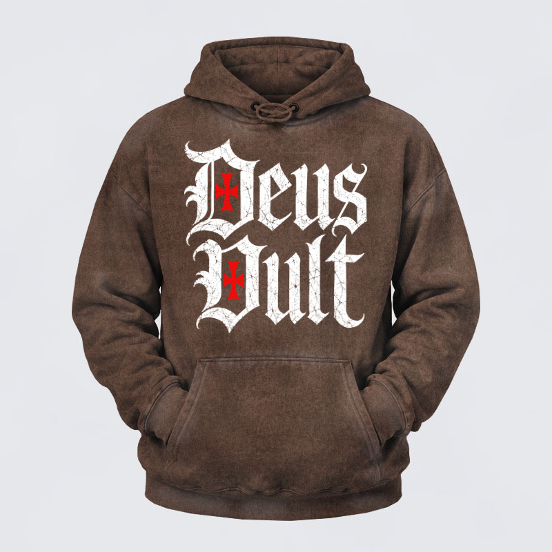 Washed Hoodie- Deus Vult