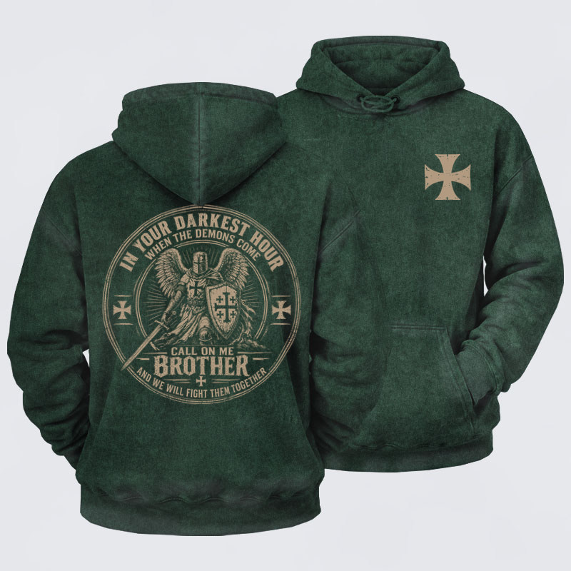 Washed Hoodies-Call On Me Brother – Knights of Faith