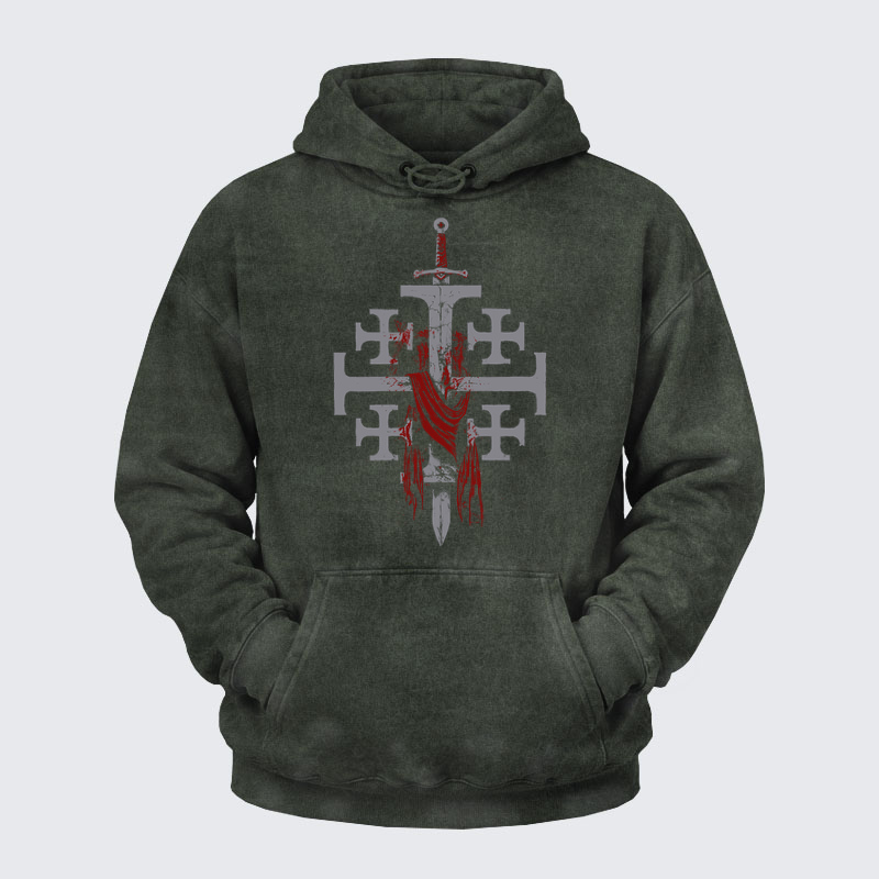 Washed Hoodie-  Deus Vult: God Wills It
